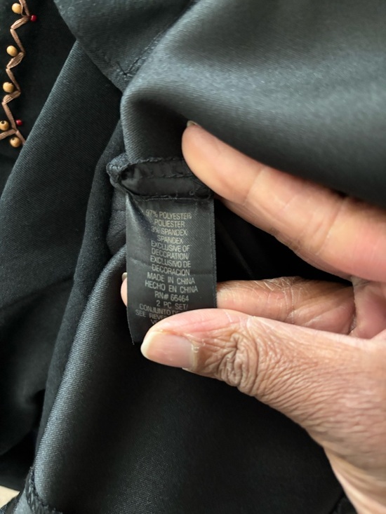 VTG Studio I Blazer Black Beaded Faux Suede 3 Button Womens 12 Office Cowgirl - Picture 9 of 9